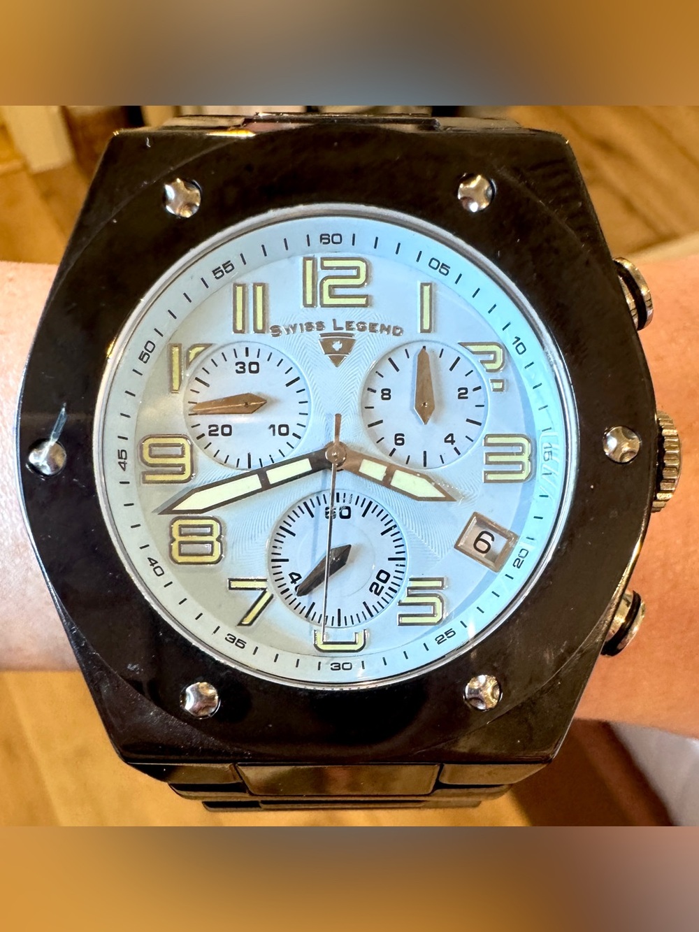 SWISS LEGEND Throttle Black Ceramic Chronograph Watch 1028-BKBBLSA! 7”Wrist Max!